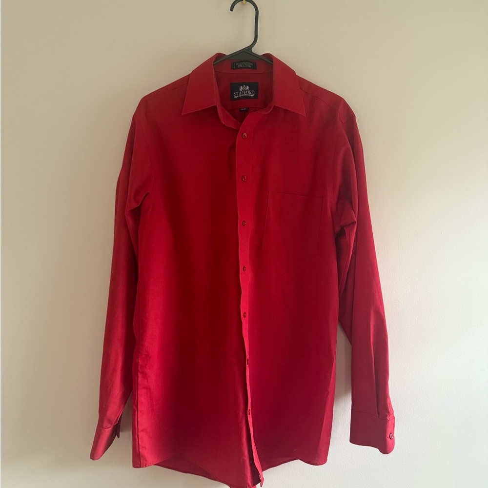 Stafford Vibrant Red Dress Shirt